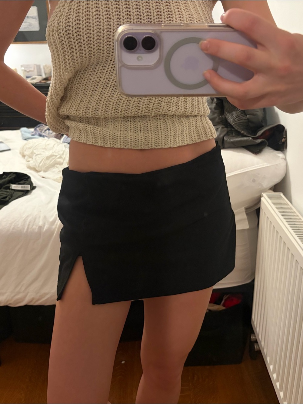 Black Mini Skirt with notch